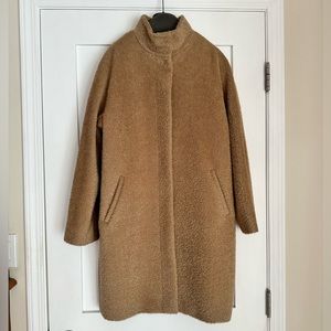 Max Mara Studio Camel Coat with Detachable Fur Collar US8